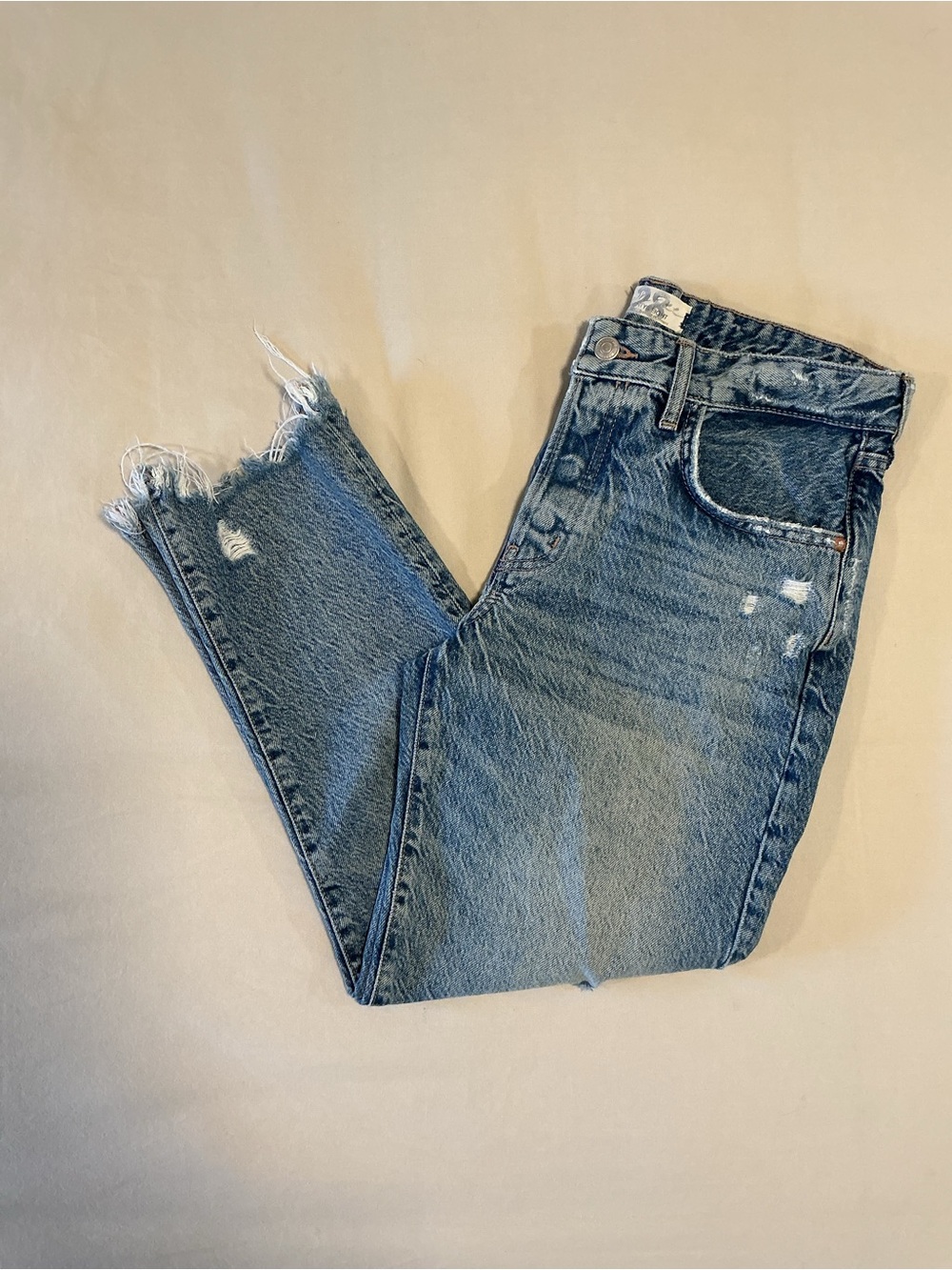 Classic Women's High-Rise Distressed Blue Jeans